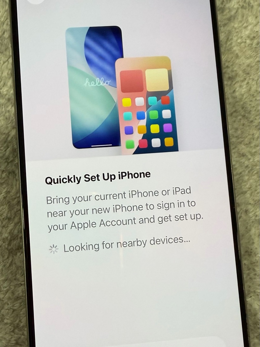 Apple iPhone White Front with Colorful Setup Graphics